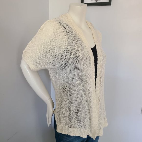 Anthropologie Sun & Shadow - Short Sleeve Weave Cardigan - Picture 2 of 8